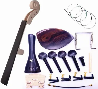17Pcs 4/4 DIY Violin Accessories Kit Violin Neck & Fingerboard Wire Tailpiece Fi • $45.99