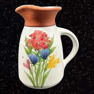 Emerson Creek Pottery Virginia Hand Painted Floral Pitcher Pourer Hand Painted • $25.20