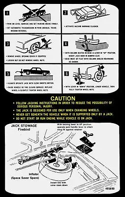 OER Trunk Lid Space Saver Jacking Instructions Decal 1974-1978 Firebird/Trans AM • $16.98