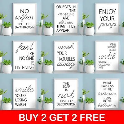 £2.99 • Buy Bathroom Typography Prints Minimalist Wall Funny Art Poster Quality Toilet A4 A5