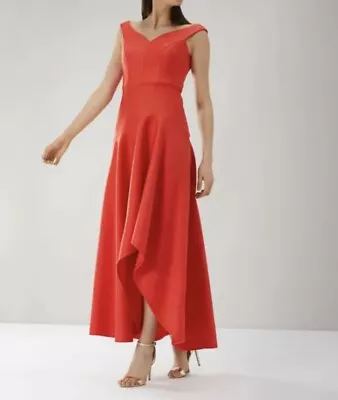  Coast Belle Seam Red Orange Maxi Dress Sz UK 16 • £35.99