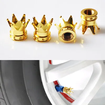 4Pcs Universal Gold Crown Car Truck Air Tire Valve Stem Cover Caps Wheel Rims • $7.47