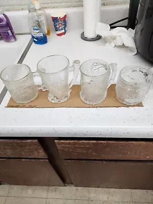 4 Vintage FLINTSTONES 1993 McDONALDS “Rocdonalds” Glass Mugs  Set Of 4 • $18.50