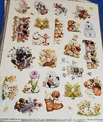 TWO Sheets Of Ruth Morehead STICKERS With Puppy DOGS And Kitty CAT S • $3.49