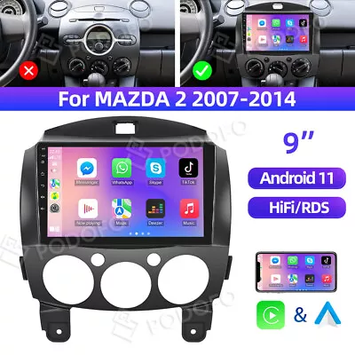Android 13 Car Stereo GPS Navi Stereo Radio Wifi Head Unit For Mazda 2 2007-2014 • $159.99
