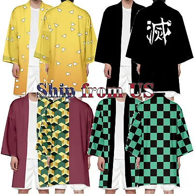 $16.99 • Buy Demon Slayer Kimetsu No Yaiba Coat Cloak Kimono Robe Yukata Cosplay Costume Prop