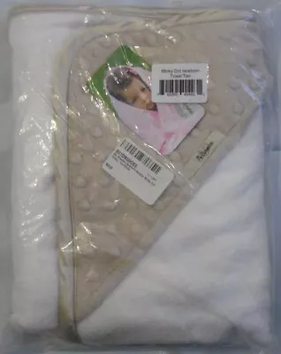 NEW My Blankee Newborn Hooded Towel Minky Dot Tan 30x30 Inches WO112 • $19.50