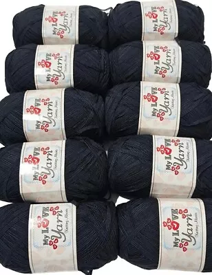 My Love Knitting Crochet Tape/ Ribbon Yarn 10balls×100g Black  • £0.99