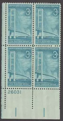 Scott # 1109 - US Plate Block Of 4 - Mackinac Bridge - MNH - 1958 • $1.37