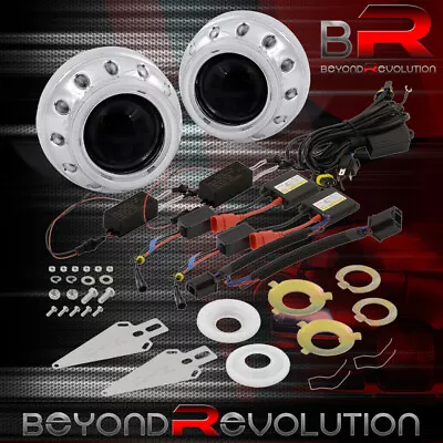 Bi-Xenon Mini H1 HID Retrofit Projector Headlights Dual Halo Ring DRL Angel Eyes • $56.99