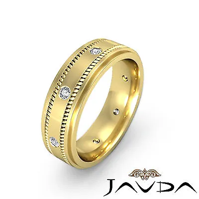 Mens Eternity Wedding Shining Diamond Band 18k Yellow Gold Edge Ring 0.15 Ctw • $1809