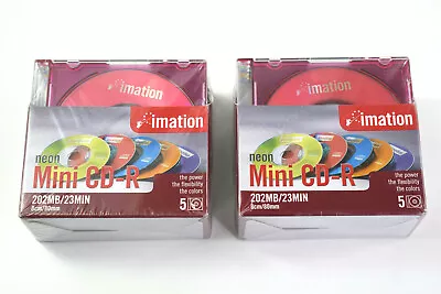 New Imation Mini Disks CD-R  2 - 5 Pack Lot With Neon Jewel Cases • $23.95