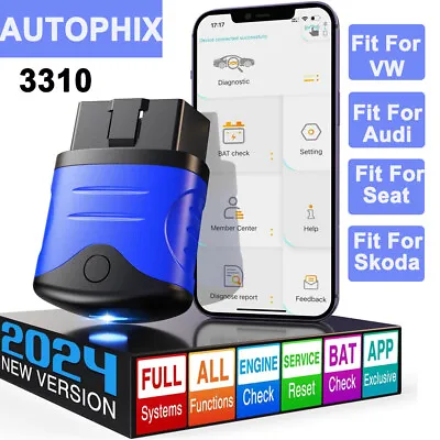 AUTOPHIX 3310 Bluetooth OBD2 Scanner Automotive Diagnostic Scan Tool Fit For VW • £45