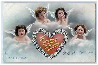 C1910's Valentine Greetings Cupid Angels Hearts Flowers Tuck's Antique Postcard • $9.72