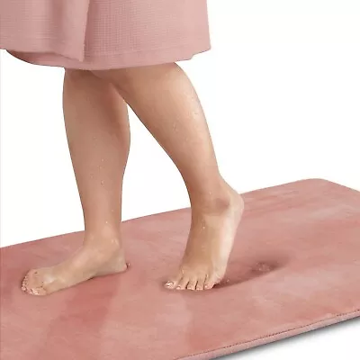 BATH MAT Memory Foam Non Slip Absorbent Velvet Rug Carpet Peach 20x32 Genteele • $7.67