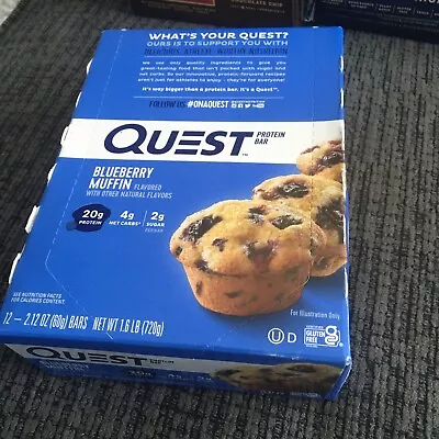 12 Count Box QUEST Bars Blueberry Muffin Keto Low 5G Net Carbs 20G Protein 2024 • £18.39