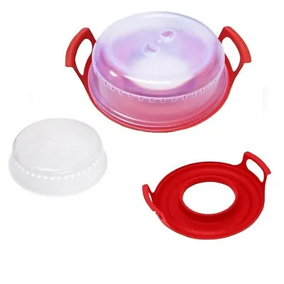 Set Of 2 Microwave Plate Covers With Adjustable Steam Vents And Plate Caddy Set • $12.99