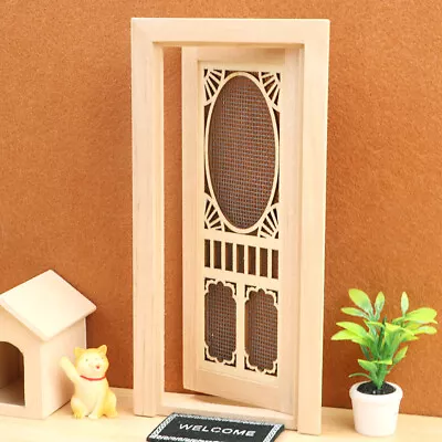 Dollhouse 1/12 Scale Miniature Plain Screen Door Furniture Accessory Unpainted • $12.59