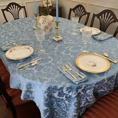 Damask Oval Tablecloth  Cotton Tablecloth Blend All  Sizes • $25