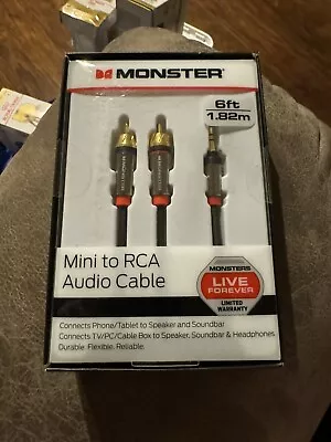 Monster 6-FT 1.82M MINI TO RCA AUDIO CABLE 3.5mm Phone Tablet Speaker TV PC HQ • $12.72
