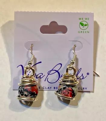 Viva Beads Handmade Clay Bead Earrings - Candy Apple NEW • $8.99