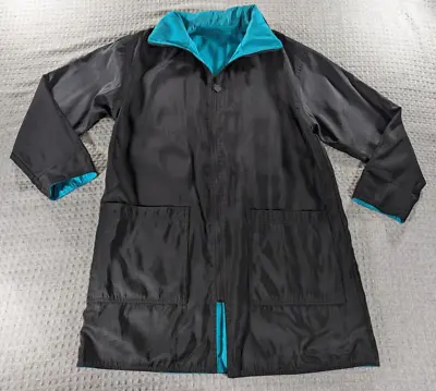 Mycra Pac Jacket Women 0P Black Teal Reversible Hooded Full Zip USA Made Rain • $51.31