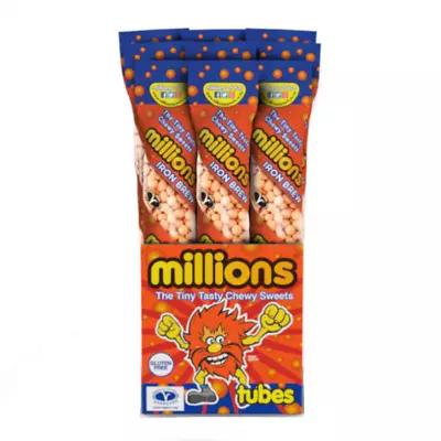 IRON BREW MILLIONS TUBES 60g Sweets Vegan Chewy Candy Kids Party Bag Filler • £9.95