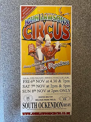 John Lawson's Circus Poster 2009 - South Ockendon Essex • £5