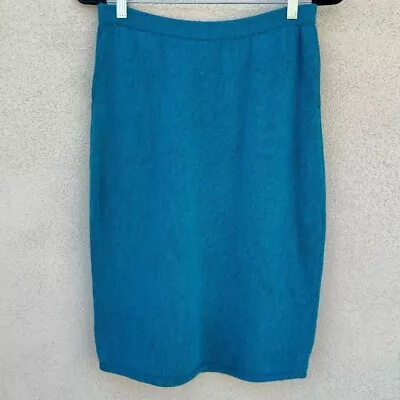 St John Skene Vintage Angora Green Sweater Knit Elastic Waist Midi Skirt - 8 • $50