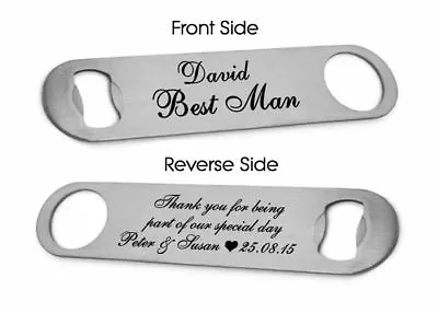 Personalised Steel Bottle Opener Best Man Usher Wedding Favour Thank You Gift  • £4.95