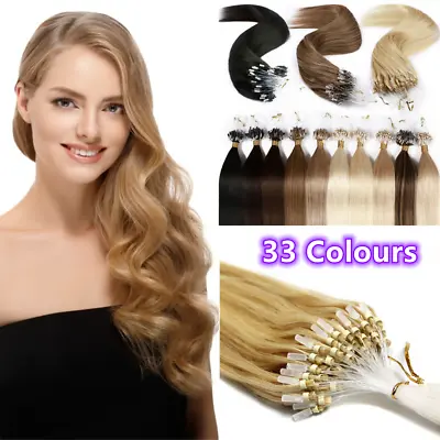 14 -22  Micro Loop Ring Beads Nano Russian Remy Human Hair Extensions 100s UK • £17.99