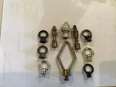 Lot ( 7 ) Vintage Metal Chandelier Light Fixture Loop Lamp Parts & 3 Finials • $25