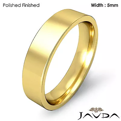 5mm 14k Yellow Gold Comfort Fit Men Wedding Band Pipe Cut High Polish Ring 6.8m • $559