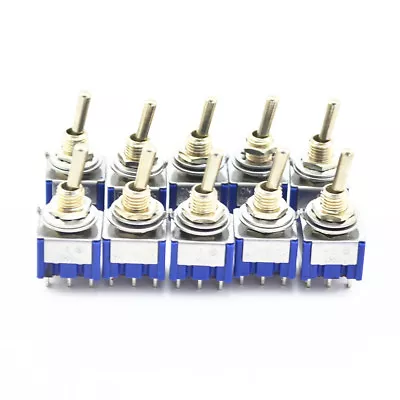 $7.80 • Buy 10Pcs 6 Pin 2 Position ON-ON DPDT Mini Latching Toggle Switch AC 125V/6A 250V/3A