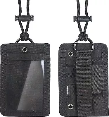 Tactical Durable ID Card Holder Badge Storage Pouch With Adjustable Neck Strap • $8.32