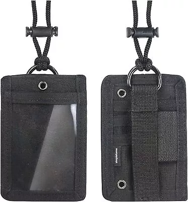 Tactical MOLLE ID Card Holder Badge Storage Bag Pouch With Adjustable Neck Strap • $8.32