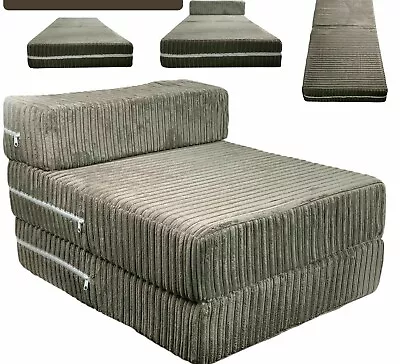 Jumbo Cord Single Chair Bed Sofa Z Bed Seat Foam Fold Out Guest Futon Kids  • £43.99