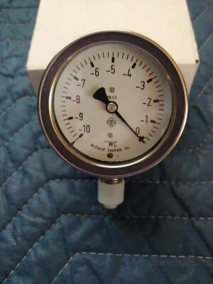 $45 • Buy MCDANIEL CONTROLS GAUGE 0-10 H20 VACUUM Range -10-0 WC  1/4-18 NPT CODE K10