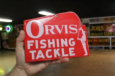 Rare Orvis Fishing Tackle Dealer Porcelain Metal Sign Fish Bass Boat Marine Fly • $115