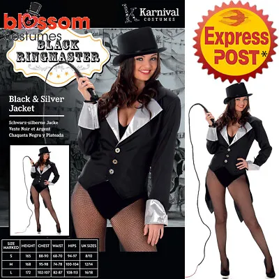 CA220 Ladies Black Ringmaster Ringmistress Circus Showgirl Fancy Costume Jacket • $26.95