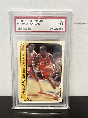 1986 Fleer Sticker Michael Jordan Rookie Chicago Bulls PSA 7 NM • $700