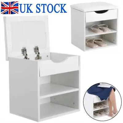 Shoe Rack Seating Bench 2Tier Hallway Wooden Storage Organiser Shoe Stand Holder • £28.19