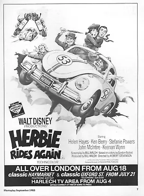 Film Magazine Advert Herbie Rides Again Helen Hayes Stefanie Powers Ken Berry • £4