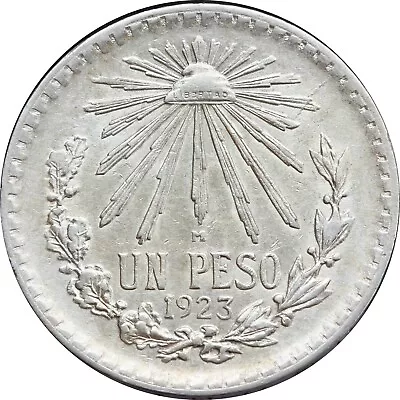 Mexico 1 Pesos 1923 Cap And Rays .720 Silver KM# 455. (sku2) • $28