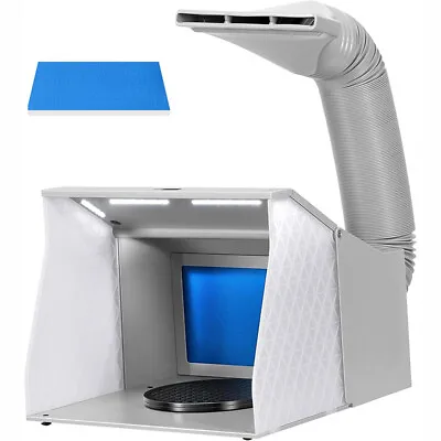 Dual Fans Airbrush Paint Spray Booth Kit W/  LED Lights Turn Table & Filter Hose • $79.99