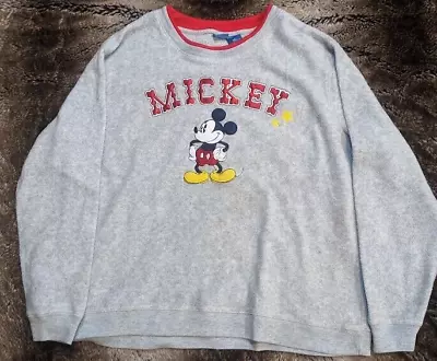 Mickey Mouse Disney Womens Pullover Sweatshirt Gray Red Heathered Crew Neck XL • $12.99