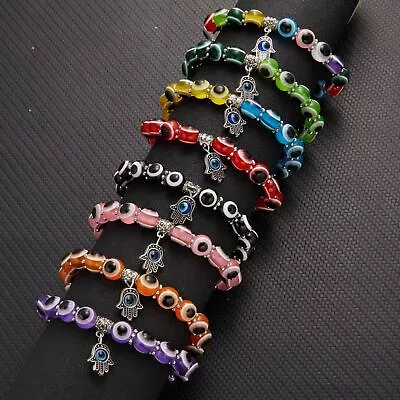 Handmade Evil Eye Beads Bracelet Adjustable Women Men Turkish Lucky Charms Gift • $1.89