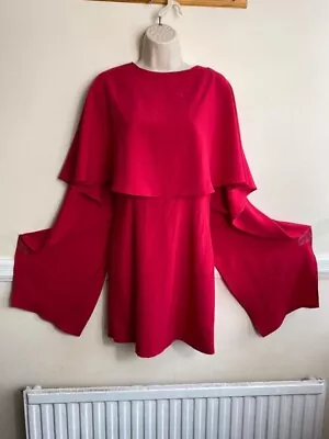 Zara Ladies Red Cape Event Occasion Smock Drape Mini Dress Size S/8uk • £5.99