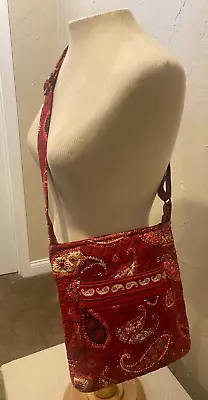 Vera Bradley Purse HIPSTER Crossbody Shoulder Bag Mesa Red Adjustable Strap • $12.22