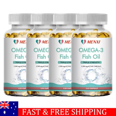 Omega 3 Fish Oil Capsules 3x Strength 2500 EPA & DHA - Joint Eye Health Support • $21.79